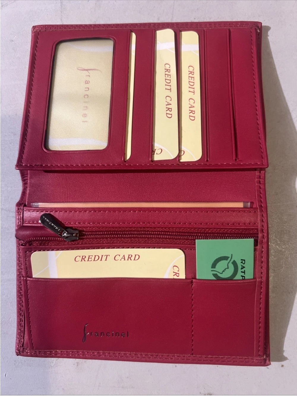 NEW Genuine Francinel Leather Travel ID / Passport Wallet Holder - Pink